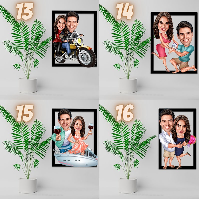 Custom Couple Cartoon Portrait, Laser Cut Wooden Photo Print image 6