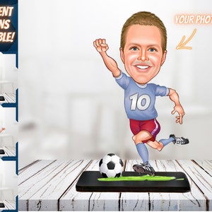 Football Lover Caricature Figurine Photo Gift Footballer Cartoon from Photo Football Team Player Photo Multiple Gifts for Football Teams