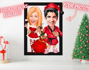 Personalized Christmas Caricature Gift, Caricature for Christmas, Christmas Photo Gift, Personalized Prints, Christmas Gift, Caricature Gift