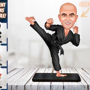 Regalo fotografico caricatura di arti marziali Taekwondo, caricatura da foto, regalo divertente per gli amici, regalo di compleanno per lui, regalo personalizzato per gli amanti dello sport