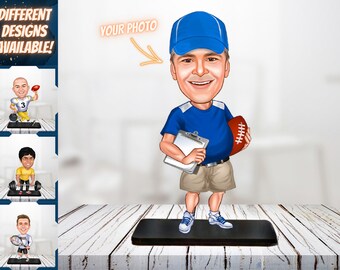 American Football Trainer Coach Gift, Caricature Portrait from Photo, American Football Coach Gift, Rugby Coach Custom Photo Gift From Team