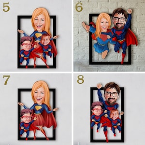Anpassad familjebildredigering av superhjälte, superpappa, personligt superhjälteporträtt, superhjältetecknad foto, superhjältekonst, fotoserieredigering bild 4