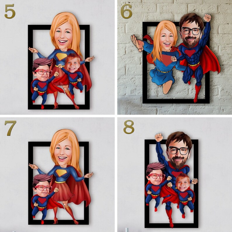 Anpassad familjebildredigering av superhjälte, superpappa, personligt superhjälteporträtt, superhjältetecknad foto, superhjältekonst, fotoserieredigering bild 4