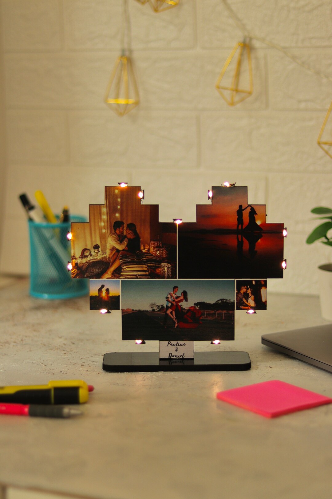 Herzförmige Baustein Deko Mit Liebesbotschaft - Perfekt Für Jahrestag & Valentinstag