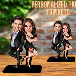 Statuetta da tavolo in legno personalizzata, statuetta di coppia da foto, stampa di statuetta caricatura di coppia, ritratto da foto, decorazione da tavolo, decorazione per la casa