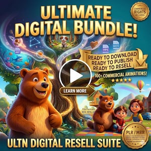 Paquete de más de 100 historias animadas en 3D para niños / Animaciones verticales, derechos PLR/MRR