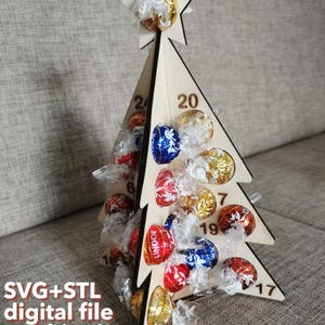 Advent calendar Christmas tree/Christmas tree Lindt Lindor baubles, 25 cm, 3D, SVG file