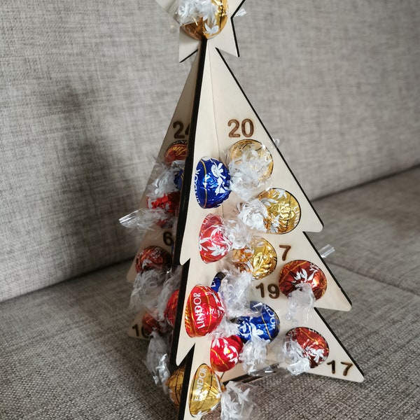 Advent calendar fir tree/Christmas tree Lindt Lindor balls, 25 cm, 3D, SVG file