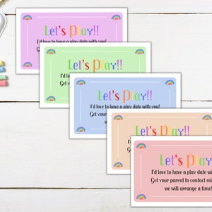 Mini pacote arco-íris pastel jogar cartões de data download digital | Jogar convites | Cartões telefônicos infantis | PDF instantâneo | Cartões de data de jogo para impressão
