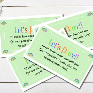 Pastel Verde Arco-Íris Pastel Play Date Cards Digital Download | Jogar convites | Cartões telefônicos infantis | PDF instantâneo | Cartões de data de jogo para impressão