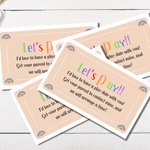 Orange Pastell Regenbogen Spiel Datum Karten Digital Download | Spiel Einladungen | Visitenkarten für Kinder | Instant PDF | Druckbare Playdate Karten
