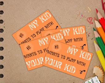 Orange Play Date Cards Digital Download | Let's Play Invitations | Kid Calling Cards | Instant PDF | Printable Playdate Cards