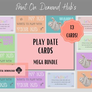 Download digital de cartões de data de jogo Mega Bundle | Vamos Jogar Convites | Cartões telefônicos infantis | PDF instantâneo | Cartões de Playdate para impressão | Digital