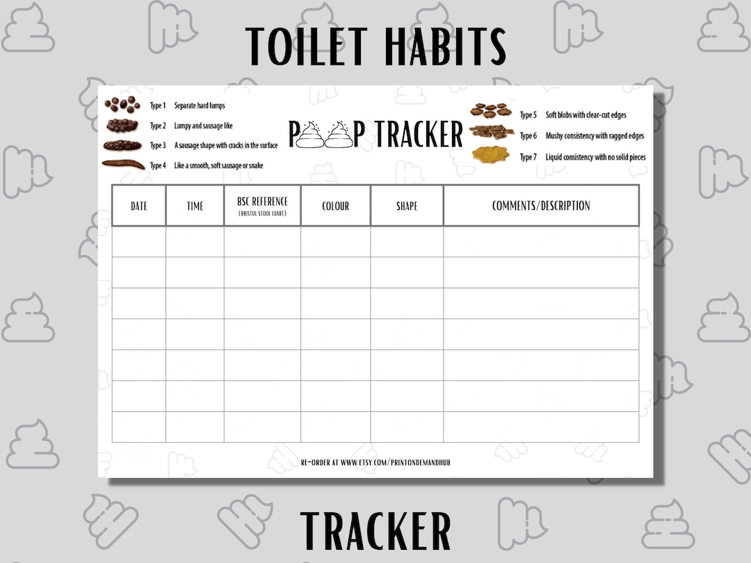 Poop Tracker Toilet Habits Tracker Toileting Record Colonoscopy Prep