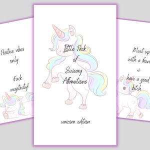 Einhorn Affirmationskarten, freche Affirmationskarten, 18+, nicht kinderfreundlich, tägliche Erinnerungen, freche magische Karten