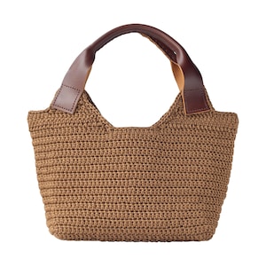 Bolso de cuero, cuero genuino, tote macrame, bolso de cuero real