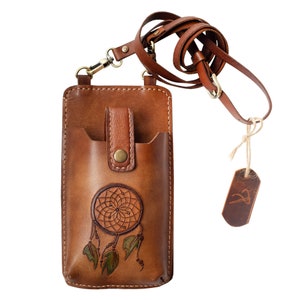 leather multi pocket phone crossbody bag