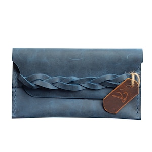 navy blue genuine leather clutch