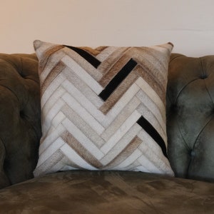 cowhide genuine leather toss pillow cover