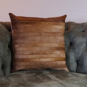 cowhide genuine leather toss pillow cover