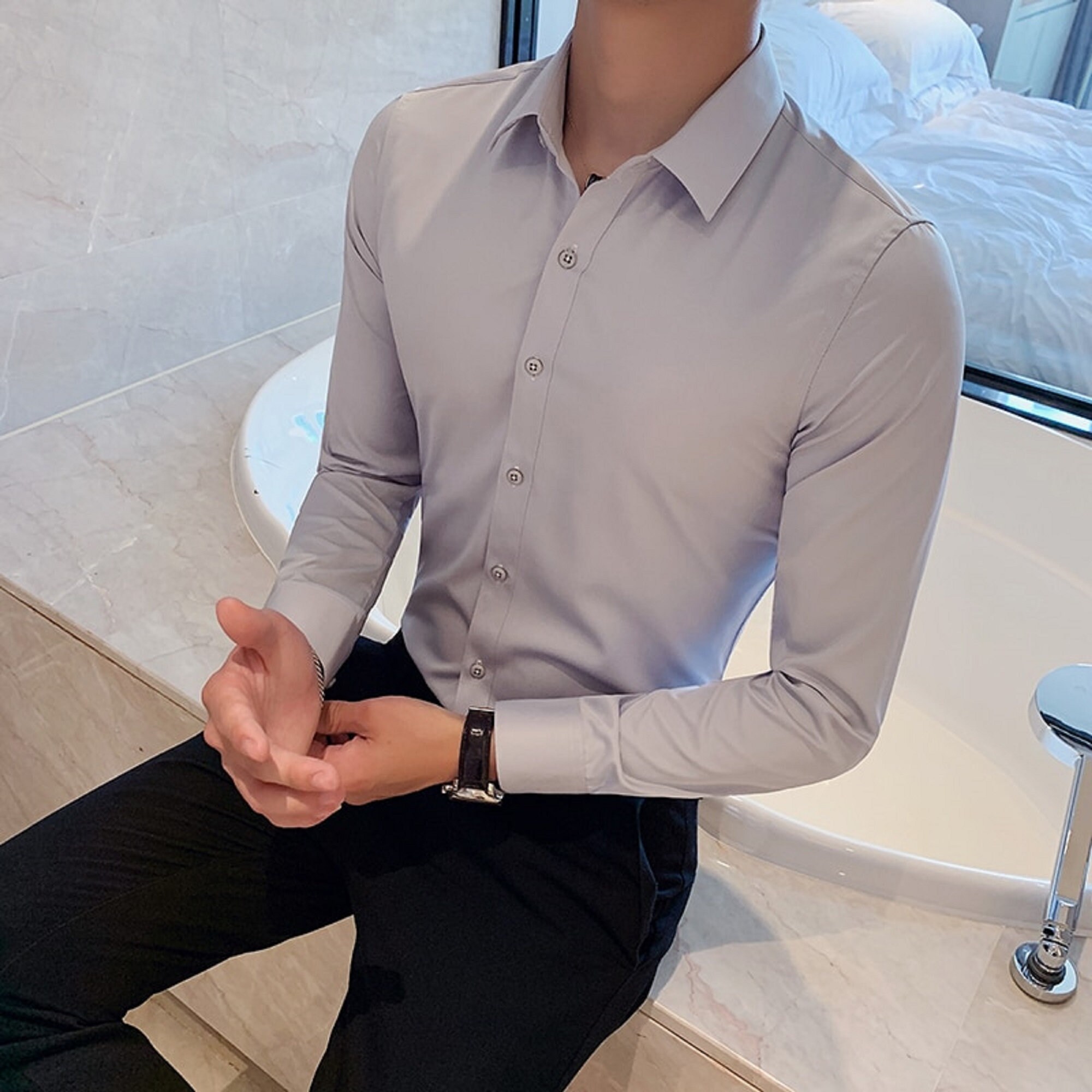 British Style Long Sleeve Shirt Men Clothing Fashion 2022 - Etsy UK