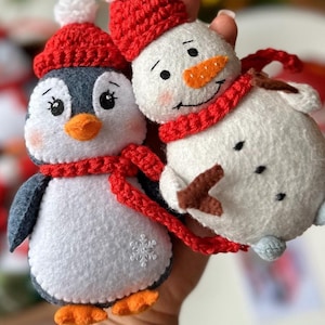 Felt Christmas Ornaments Penguin Snowman Tree, Christmas Decoration, Christmas Gift Ideas, Felt Toys