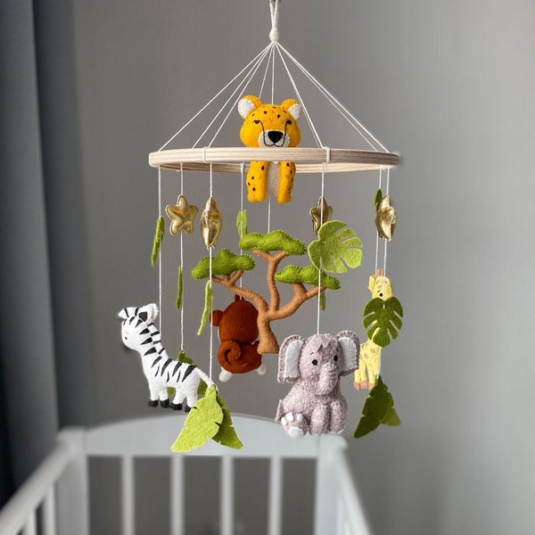 Baby Mobile Safari, Crib Mobile Jungle,  Nursery Mobile with African animals, Safari Nursery Decor