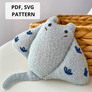 Felt Stingray and Manta Pattern, DIY Sea Animal Sewing Tutorial PDF SVG, Ocean Felt Toy, Baby Mobile, Ocean Nursery Decor