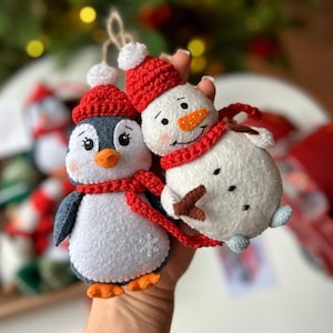 Felt Christmas Ornaments Snowman Penguin Tree, Christmas Decoration, Christmas Gift Ideas, Felt Toys