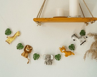 Safari Felt Garland, Nursery Garland, Jungle Animals, Felt Toys, Nursery Wall Decor, Jungle Baby Shower Decor