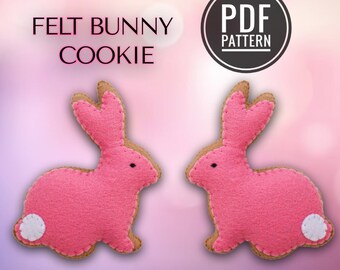 Easter Cookies Sewing Pattern, Felt Bunny Cookie Pattern, Easter Décor Felt Pattern PDF, Felt Food, Easter Ornament