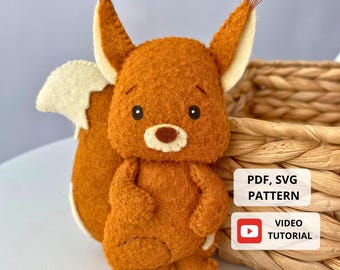 Felt Squirrel Sewing Pattern, Woodland Stuffed Animals Pattern, Felt Toys Pattern, Felt Animals Pattern, Felt Decor DIY
