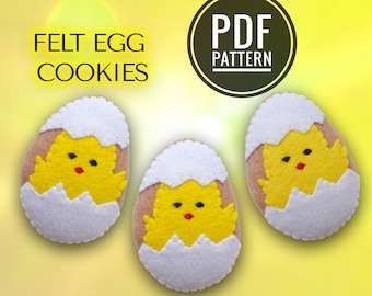 Felt Egg Sewing Pattern, Felt Cookies Pattern, Easter Ornament, Easter Decor, Felt Food