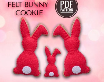 Felt Bunny Cookie Pattern, Easter Ornament, Easter Decor, Felt Food, Easy Sewing Pattern