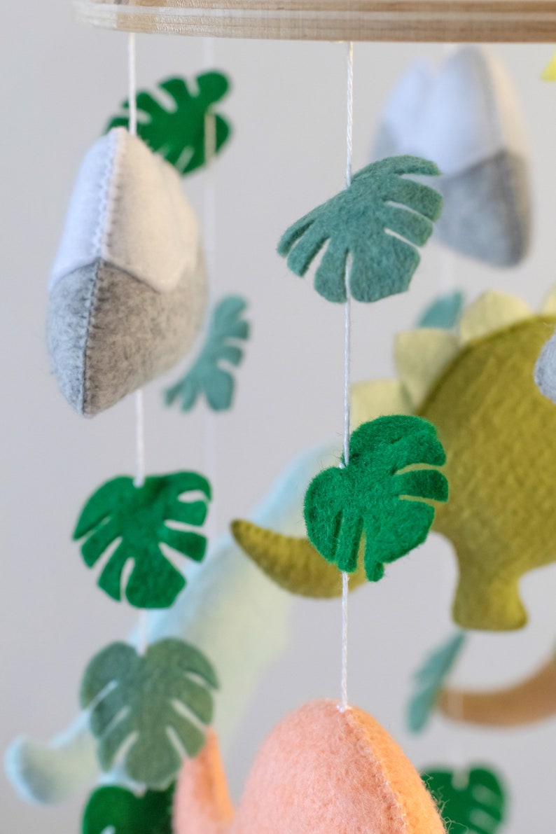 Dinosaur Baby Mobile Jungle Crib Mobile With Mountains Etsy