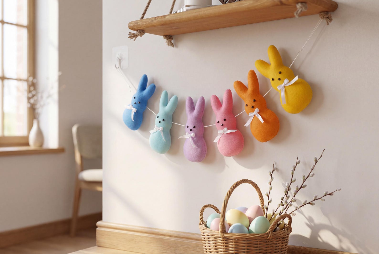 Felt Bunny Garland Sewing Pattern, Easter PDF Template for DIY Spring ...