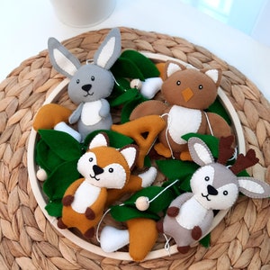 Personalized Woodland Animal Baby Mobile - Fox Deer Rabbit Owl - Felt Hanging Mobile for Nursery or Crib - Baby Shower Gift - Nursery Decor