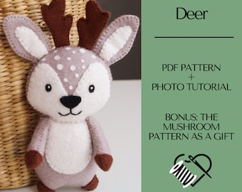 Mönster för hjortfilt, PDF-mönster för skogsdjur, PDF-mönster för sömnad av hjortprydnad, skogsdjur - en cool babyshowerpresent