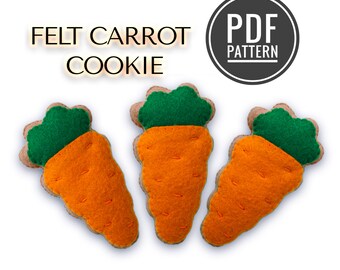 Easter Ornaments Pattern for Felt Easter Cookies, Felt Carrot PDF Pattern, Felt Play Food, Easy Sewing Pattern
