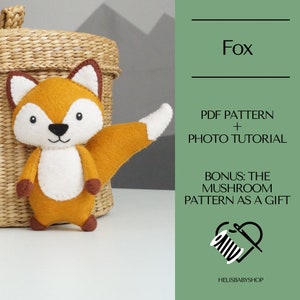 Fox Sewing PATTERN, Felt Animal pattern, Fox Felt Pattern, Woodland Fox pattern, Felt Toy Pattern, sewing Fox ornament DIY plush PDF