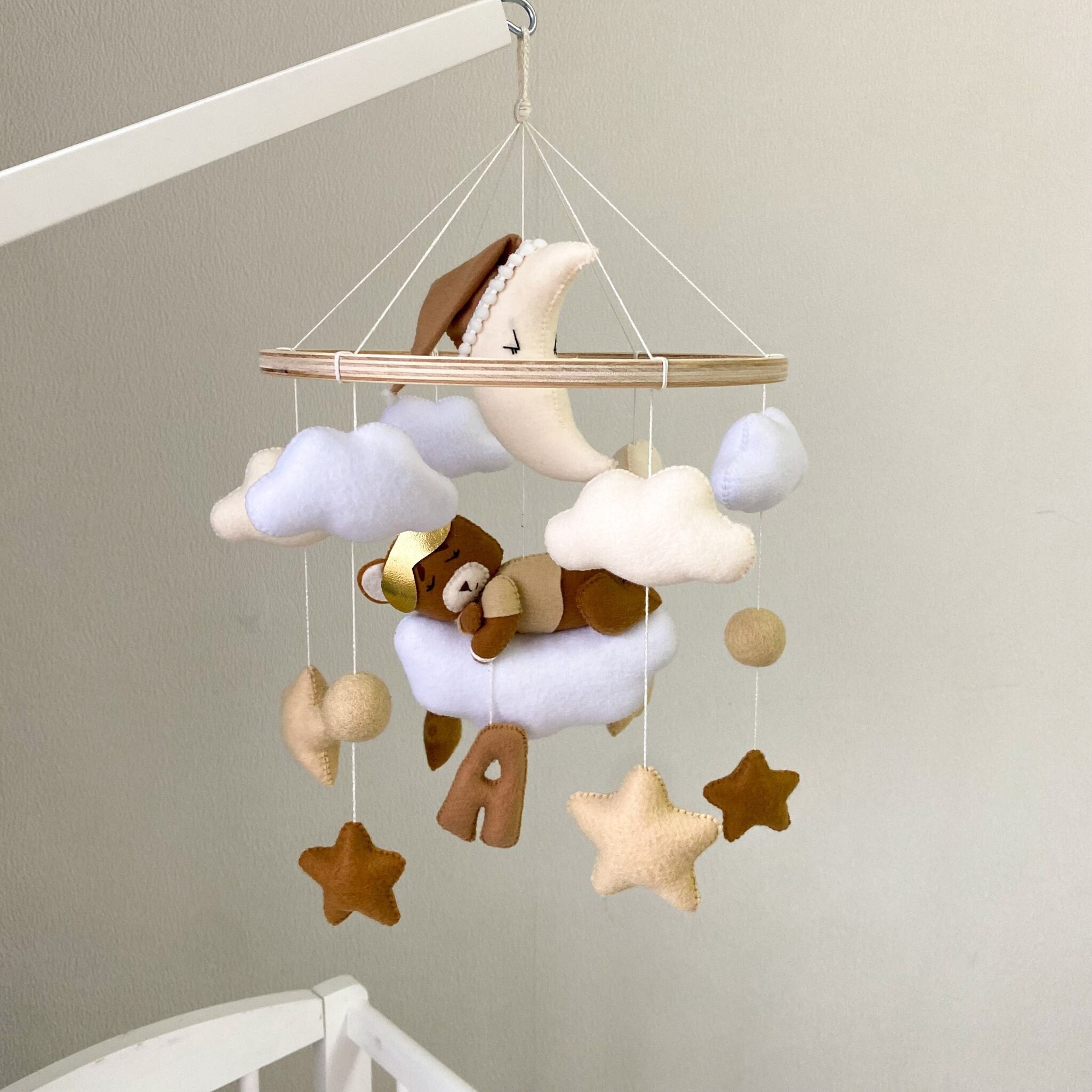 Personalized Baby Mobile With Teddy Bear, Nursery Mobile, Baby Crib ...