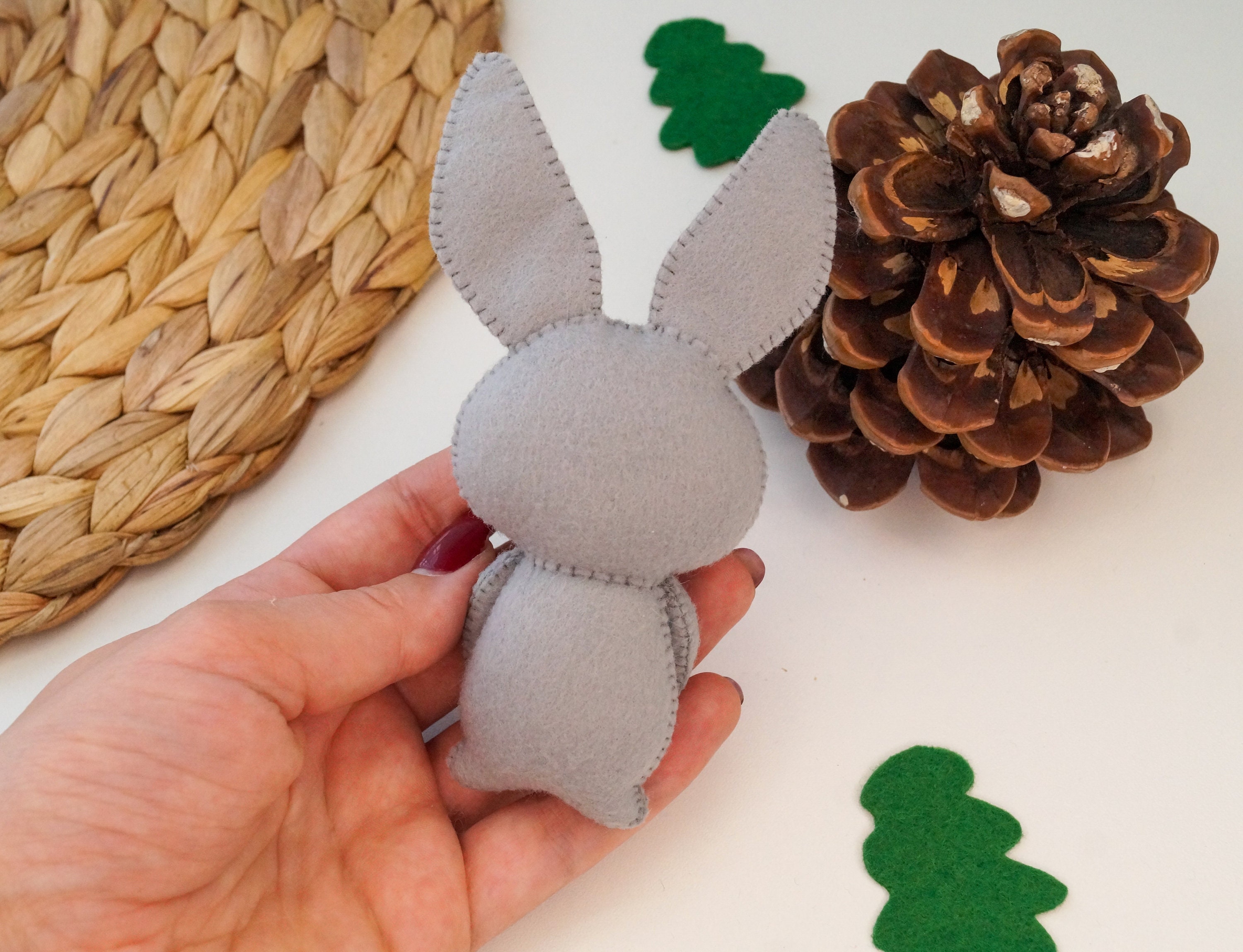 Woodland Felt Toys Rabbit Pattern, Sewing Bunny Hare Ornament DIY PDF ...