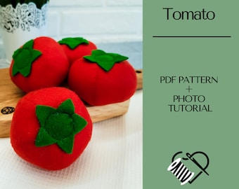 Felt Tomato Sewing Pattern and Tutorial, DIY Felt Food Template for Kids Play Kitchen
