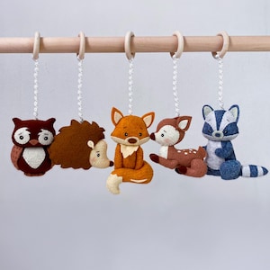 Baby Gym Hanging Toys, Baby Play Gym Woodland , Forest Animals Activity Gym Toys, Montessori Toys, Baby Shower Gift