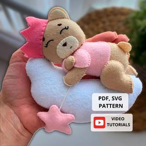 Teddy Bear Sewing Pattern, Felt Animals, Step by Step Video Tutorial, Woodland Stuffed Animal, Nursery Decor