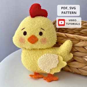 Felt Chicken Sewing Pattern,  Farm Stuffed Animals Pattern, Felt Toys Pattern, Felt Animals Pattern, Chicken Decor DIY