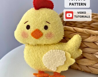 Felt Chicken Sewing Pattern,  Farm Stuffed Animals Pattern, Felt Toys Pattern, Felt Animals Pattern, Chicken Decor DIY