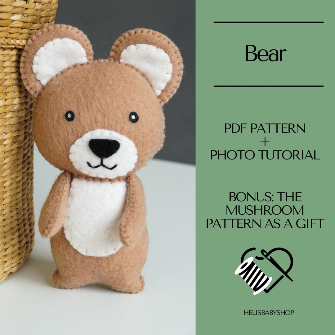 Easy Felt Bear Pattern PDF Bear Sewing PATTERN Felt Animal - Etsy