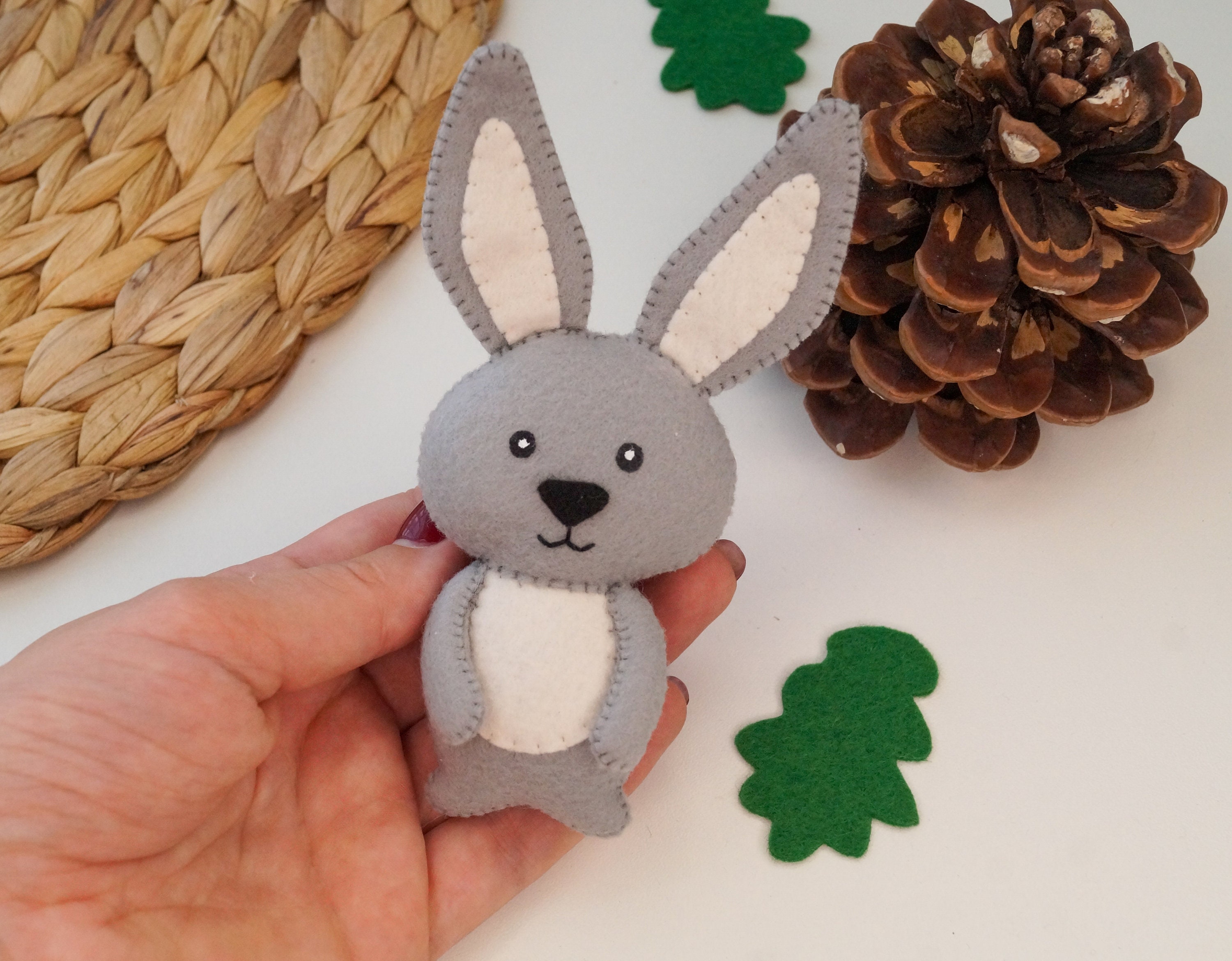 Woodland Felt Toys Rabbit Pattern, Sewing Bunny Hare Ornament DIY PDF ...