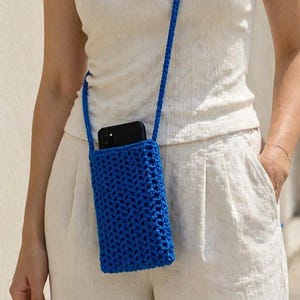 Handmade Crochet Phone Bag, Mini Crossbody  Summer Phone Bag, Boho Summer Accessory, Handmade Boho Shoulder Bag, Beach Bag, Everyday Tote